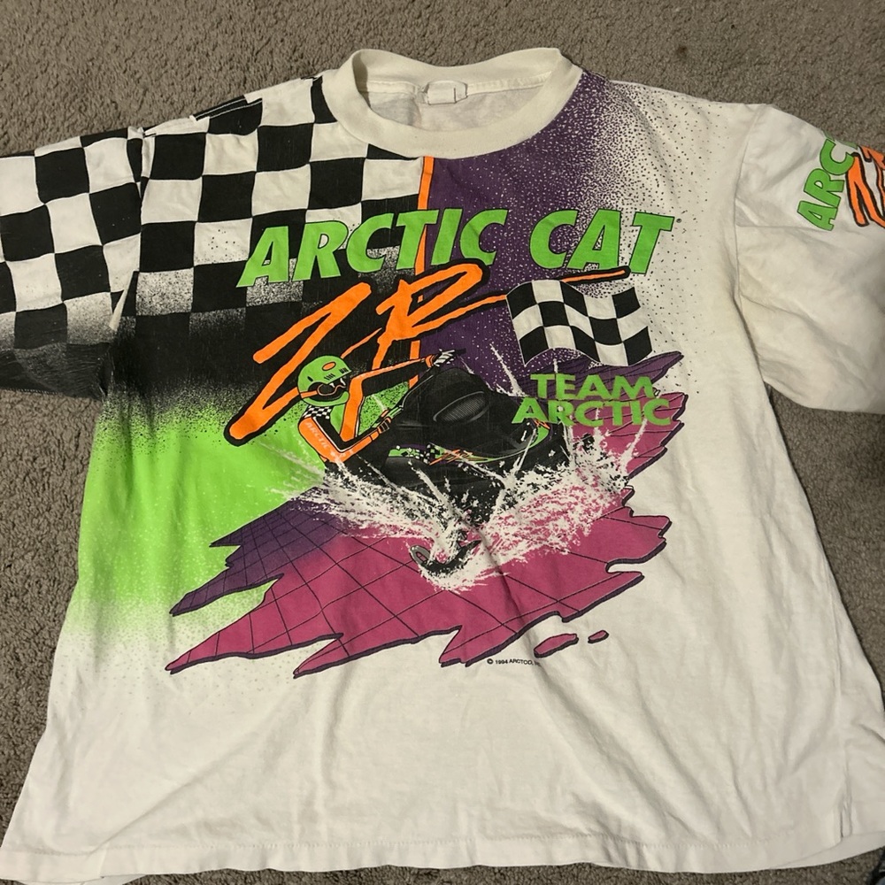 Arctic Cat Racing Snowmobile Rare T Shirt Graphic ZR 1994 USA Mens XL